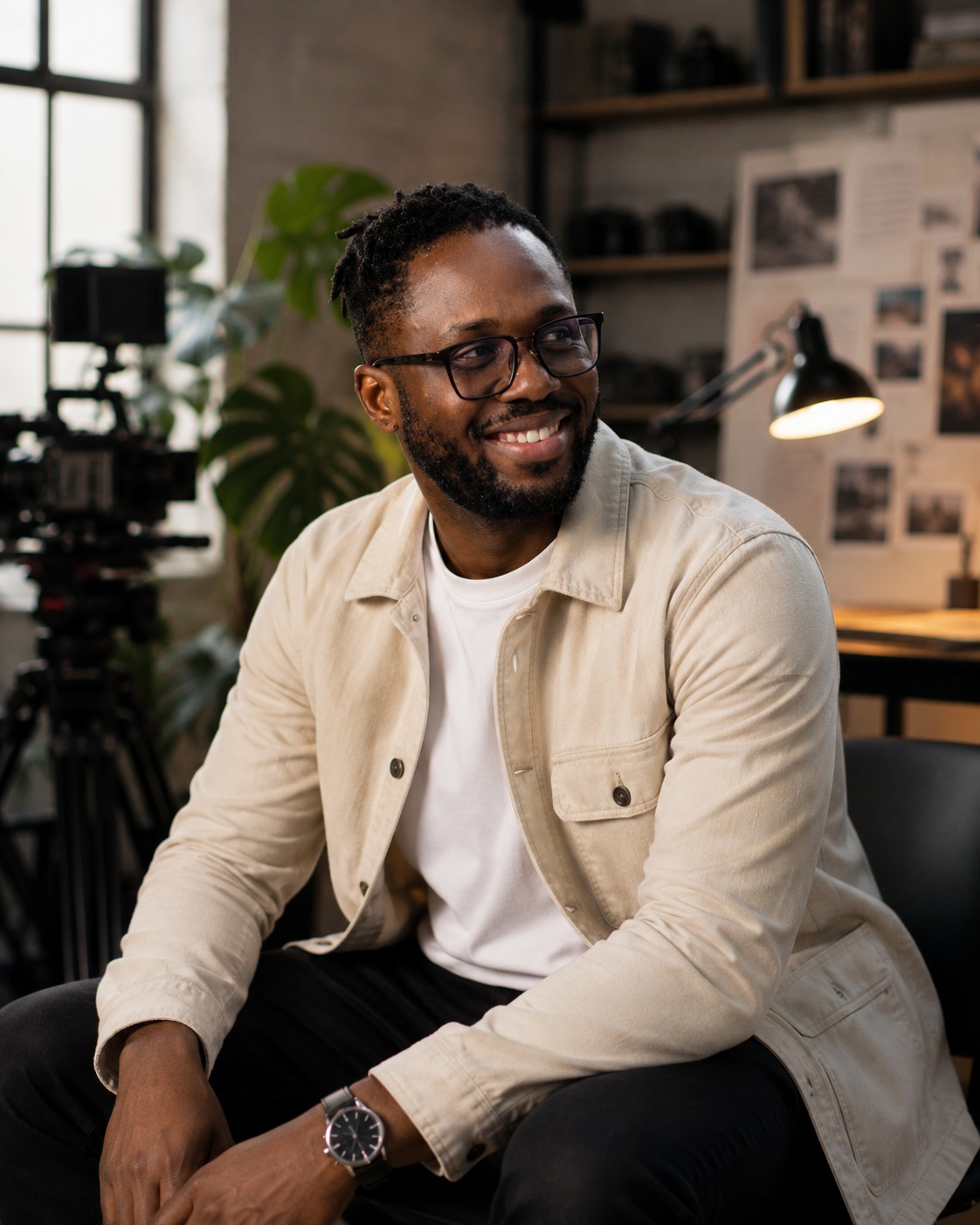 Geoffrey Afari-Djan seated in a creative studio